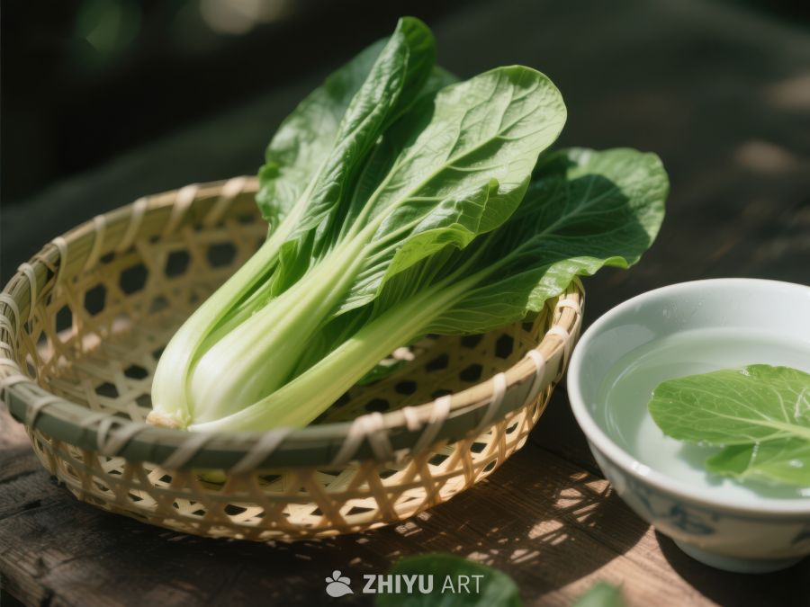 新鲜青菜与清水碗 274