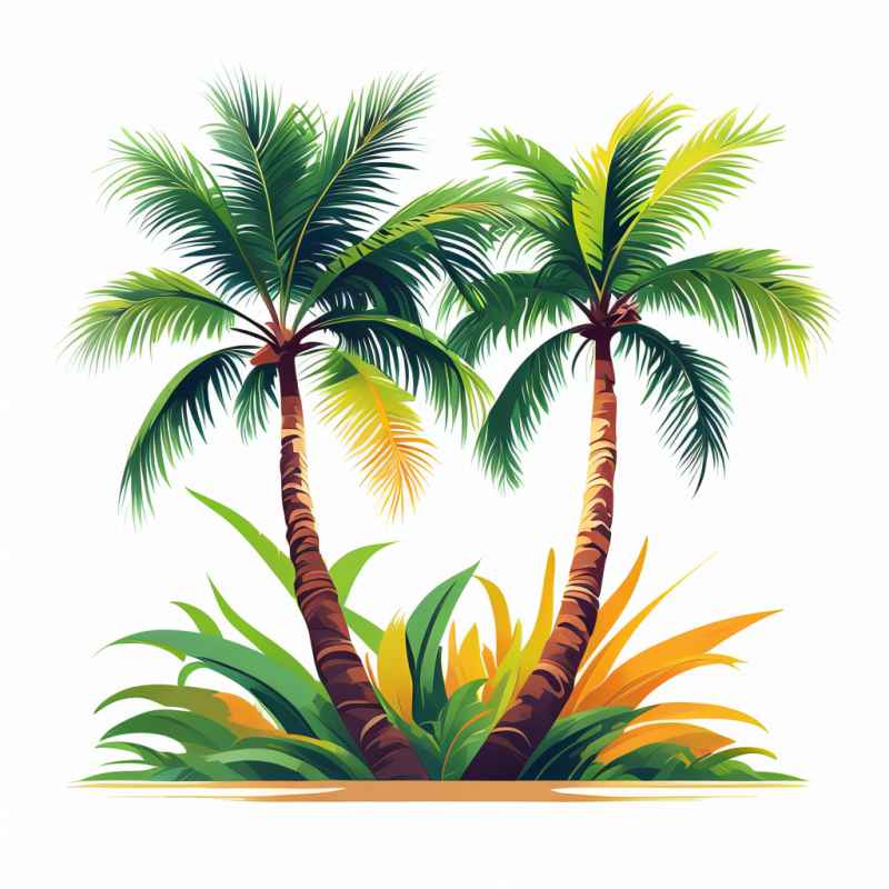 手绘简约椰子树元素插画 12