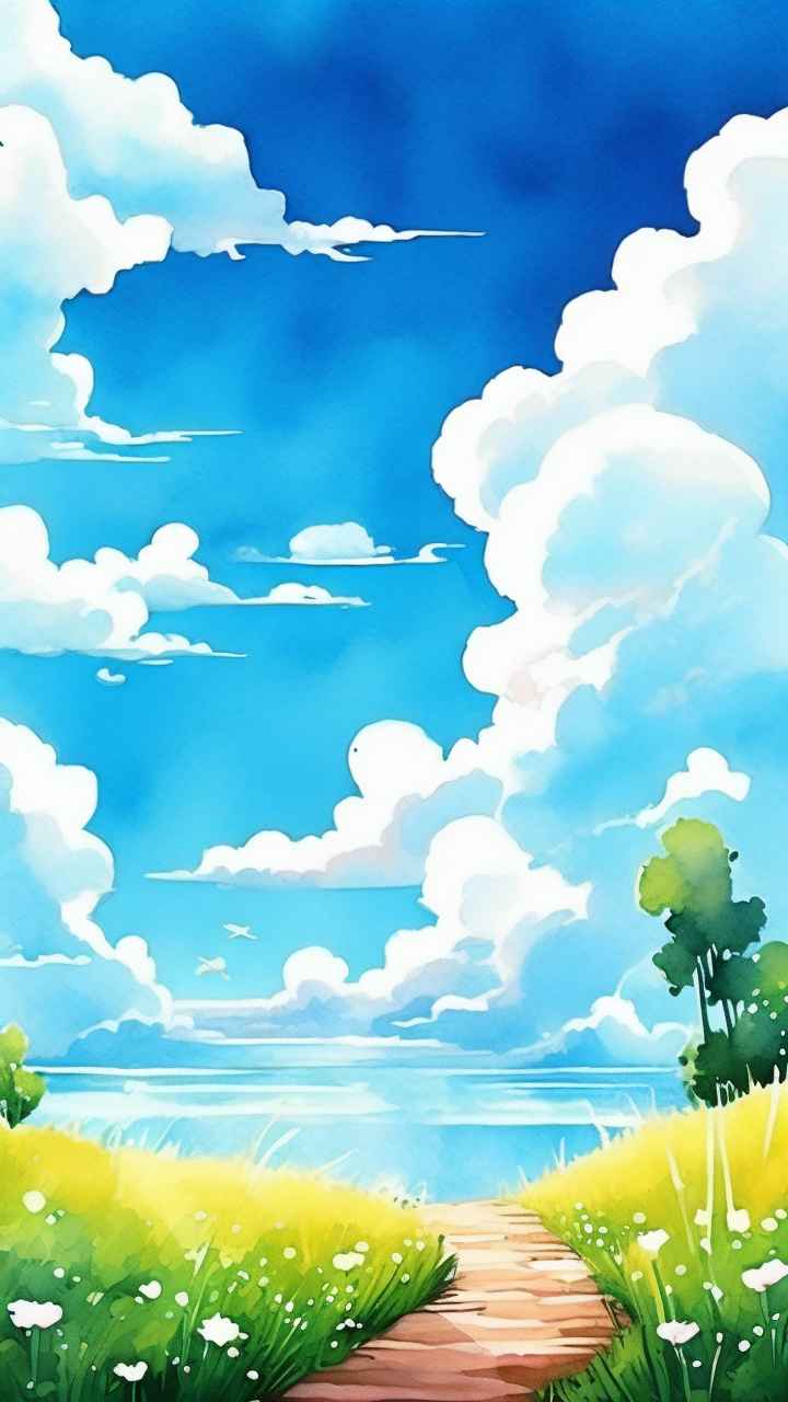 可爱蓝天白云插画 9