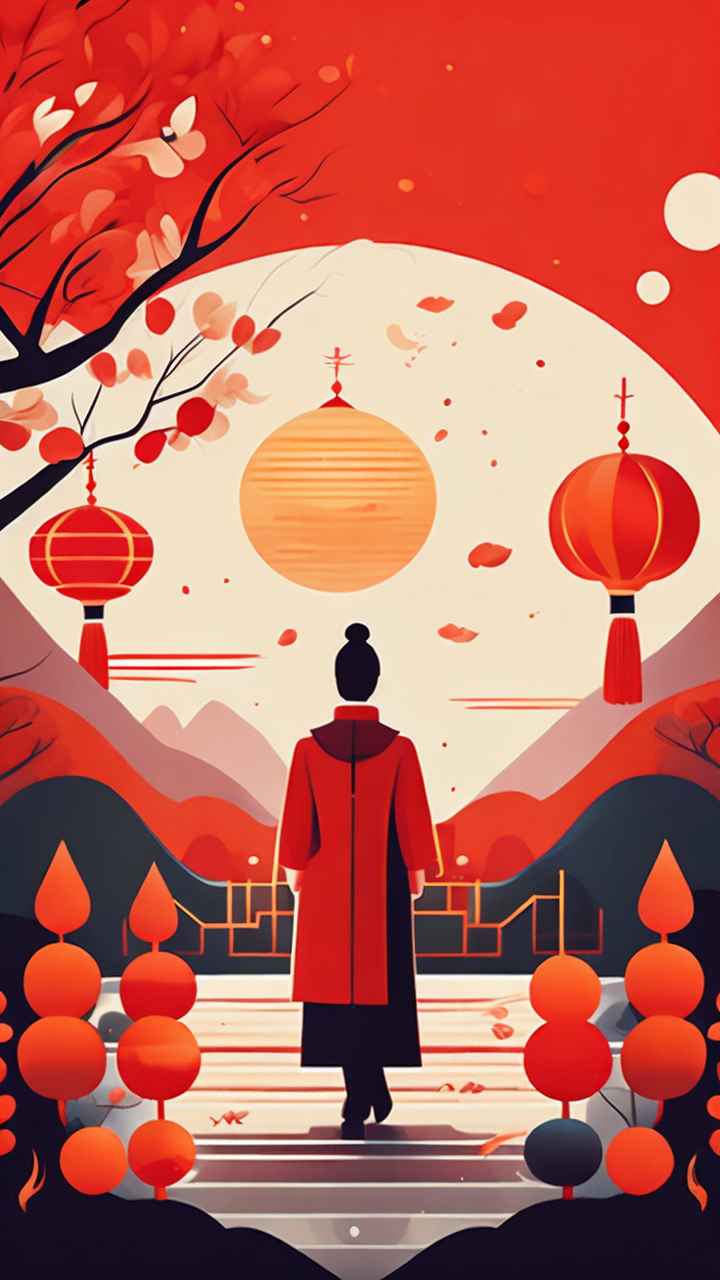 春节祭祖简约插画背景 8