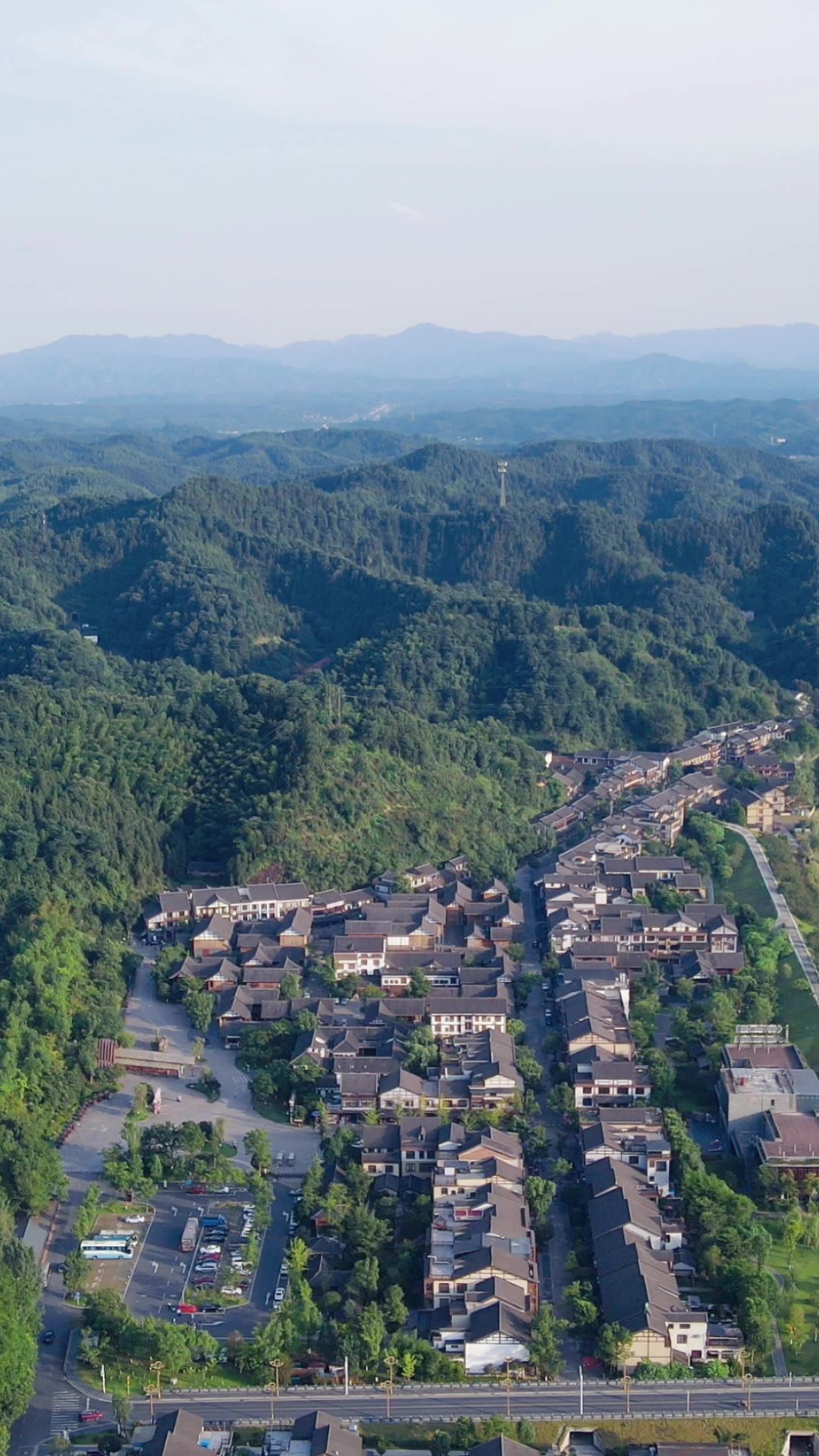 旅游景区湖南桃花源5A景区航拍 (