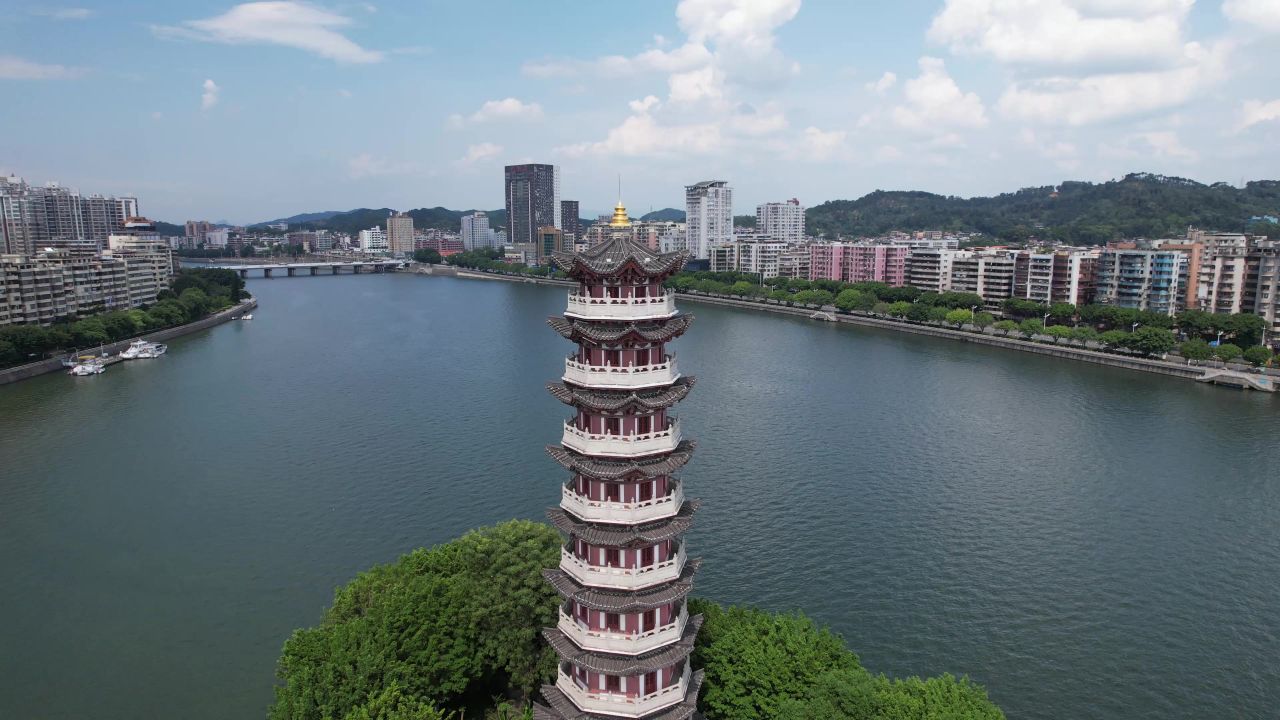 广东韶关城市风光航拍 