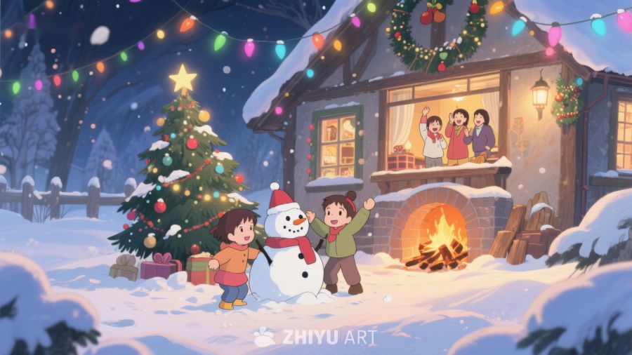 冬夜温馨圣诞场景 61