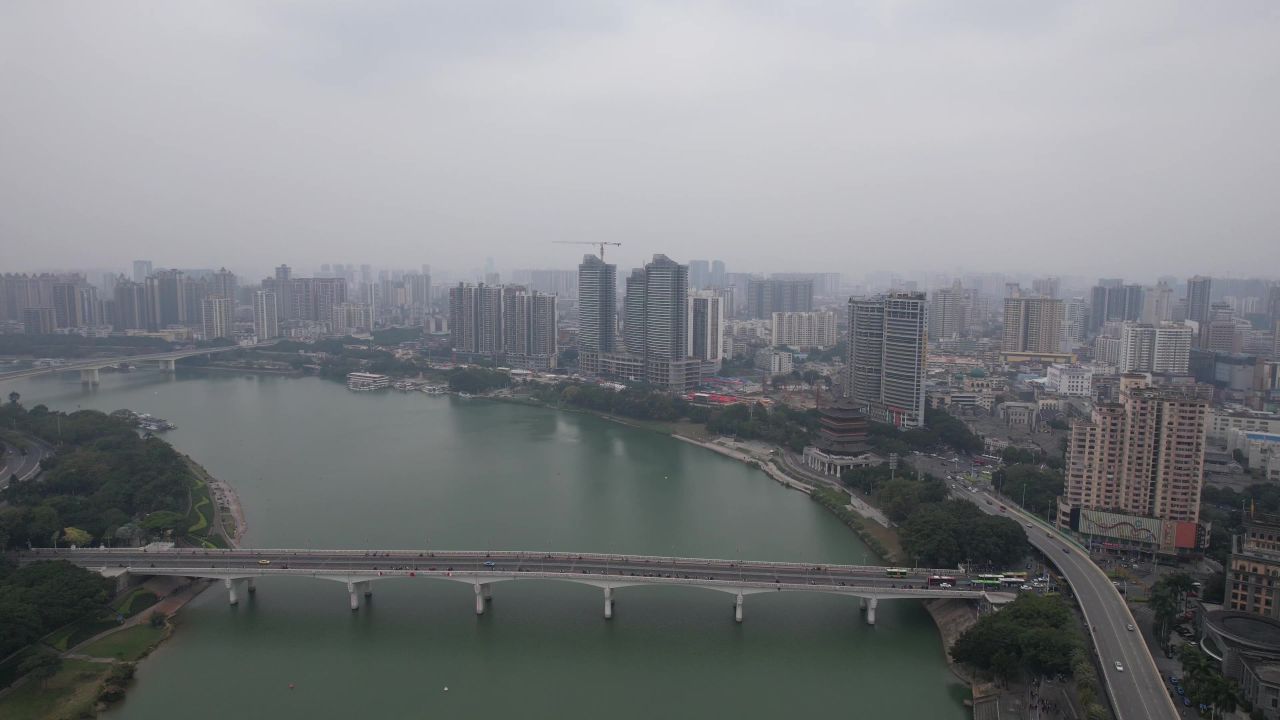 广西南宁邕江大桥交通桥梁航拍 