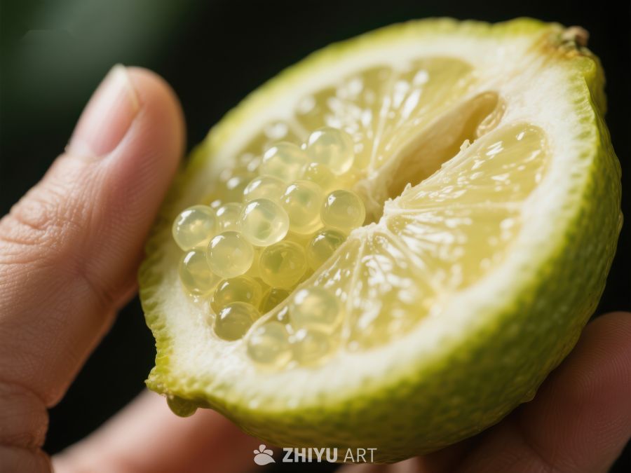手握切开的指橙，内部果肉清晰可见 521