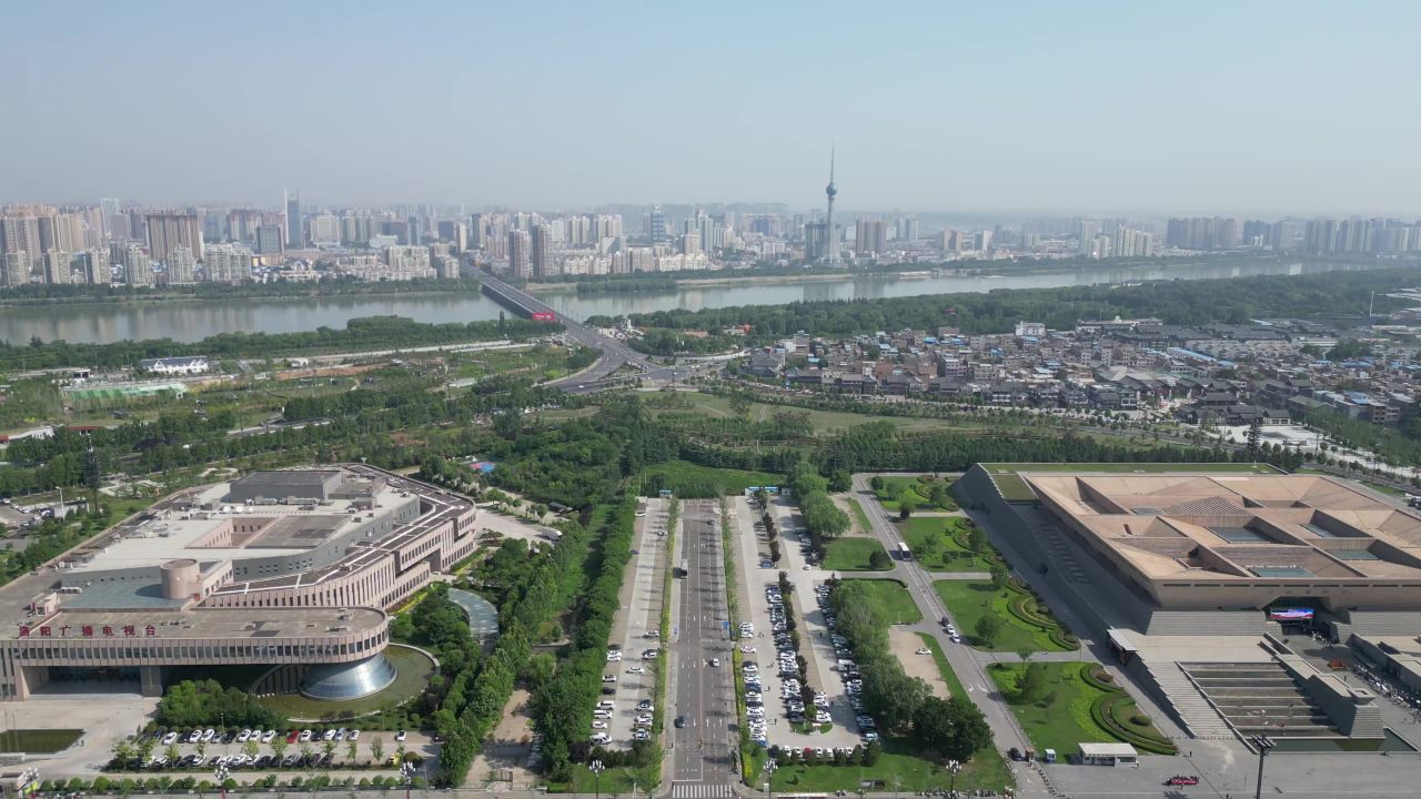 河南洛阳城市风光旅游景区航拍