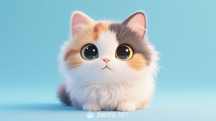 三花色小猫卡通壁纸