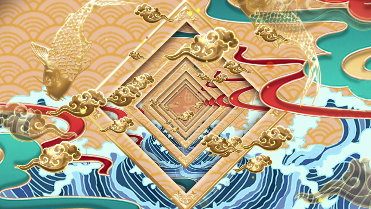 古风背景视频 中国风 意境春天 桃花 水墨 15