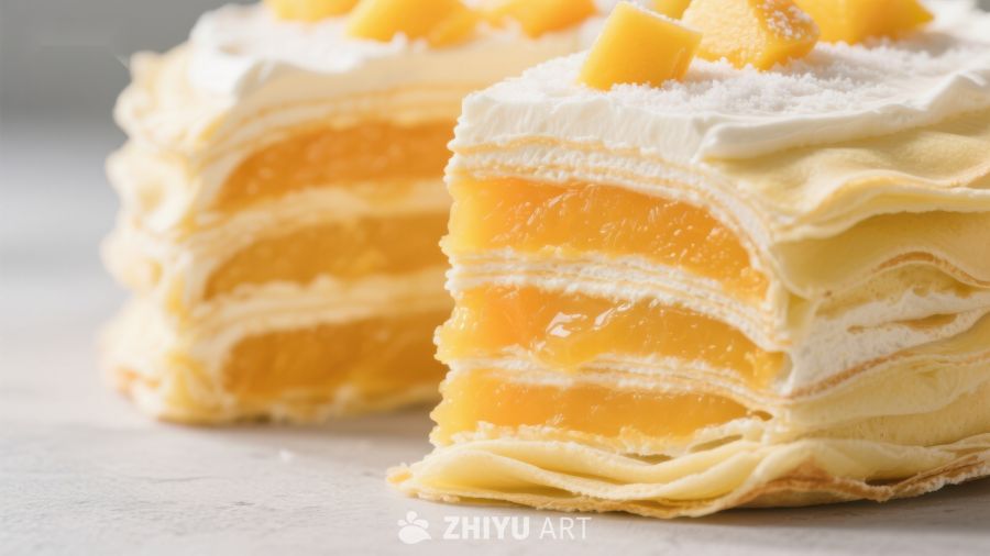芒果千层蛋糕切片展示