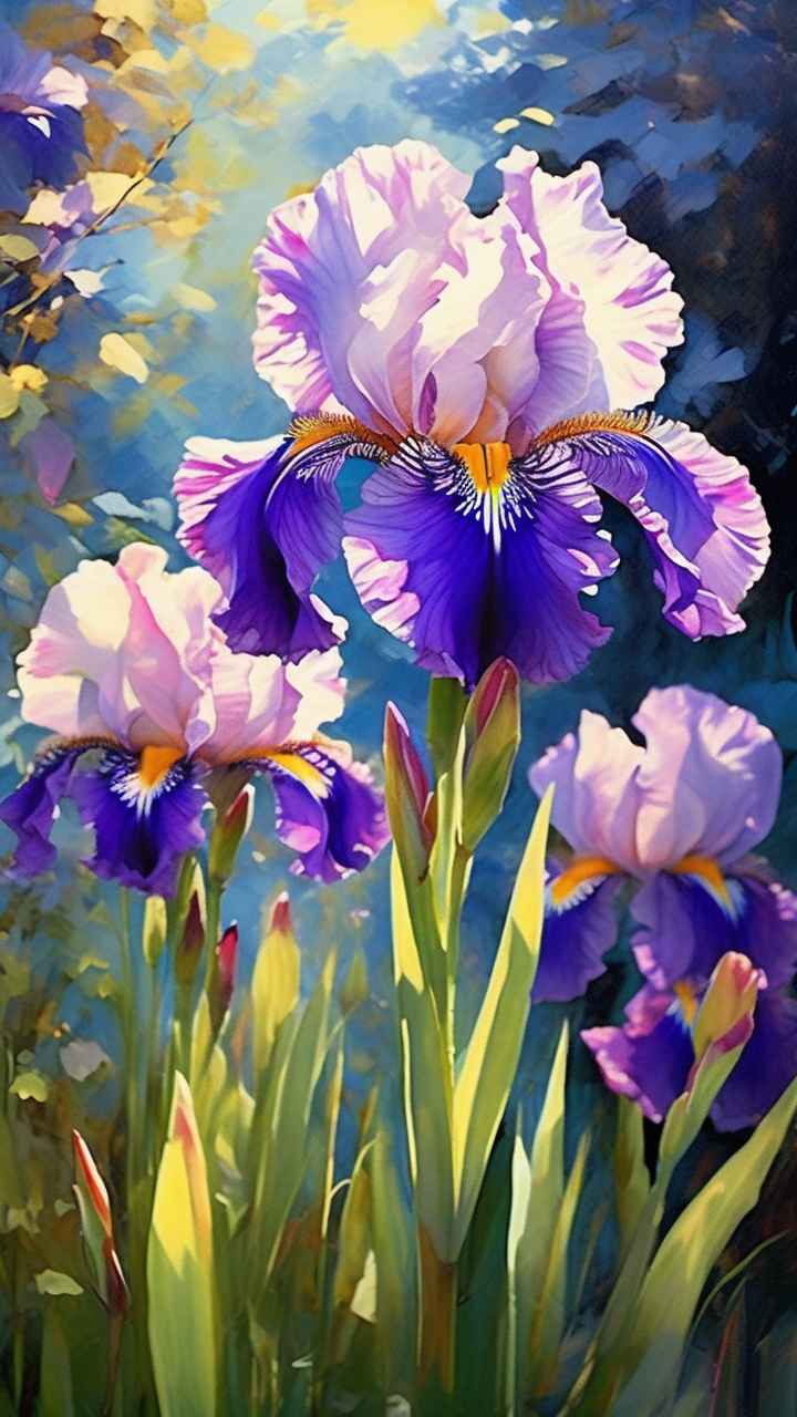 花园里的很多株紫色驾尾花插画 19