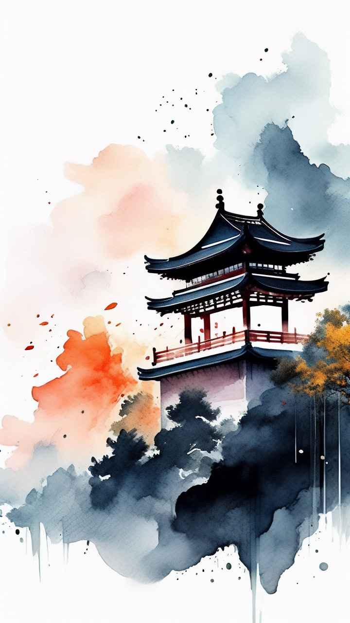 国潮山水画插画背景 24