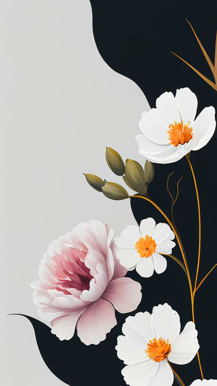 优雅超极简的花卉画