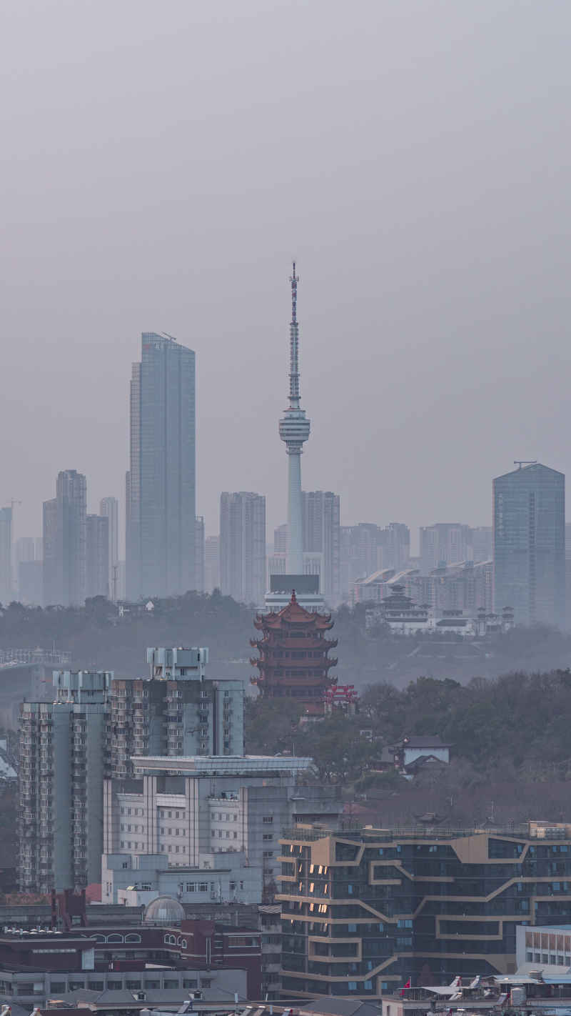 黄鹤楼与龟山电视台同框
