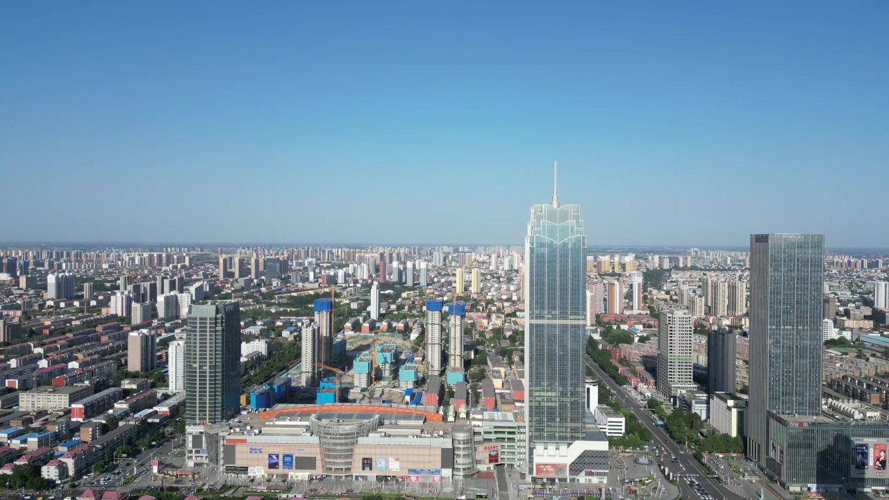 河北保定城市风光地标建筑航拍 
