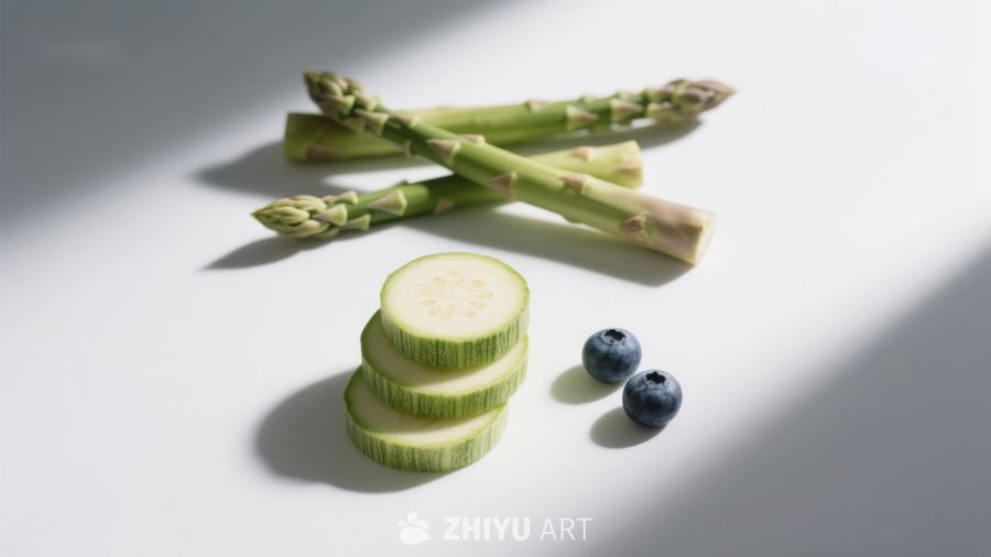 新鲜蔬菜与蓝莓静物