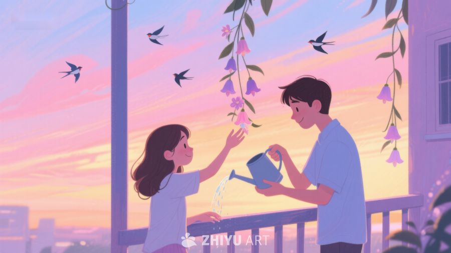温馨阳台上的亲子互动 439