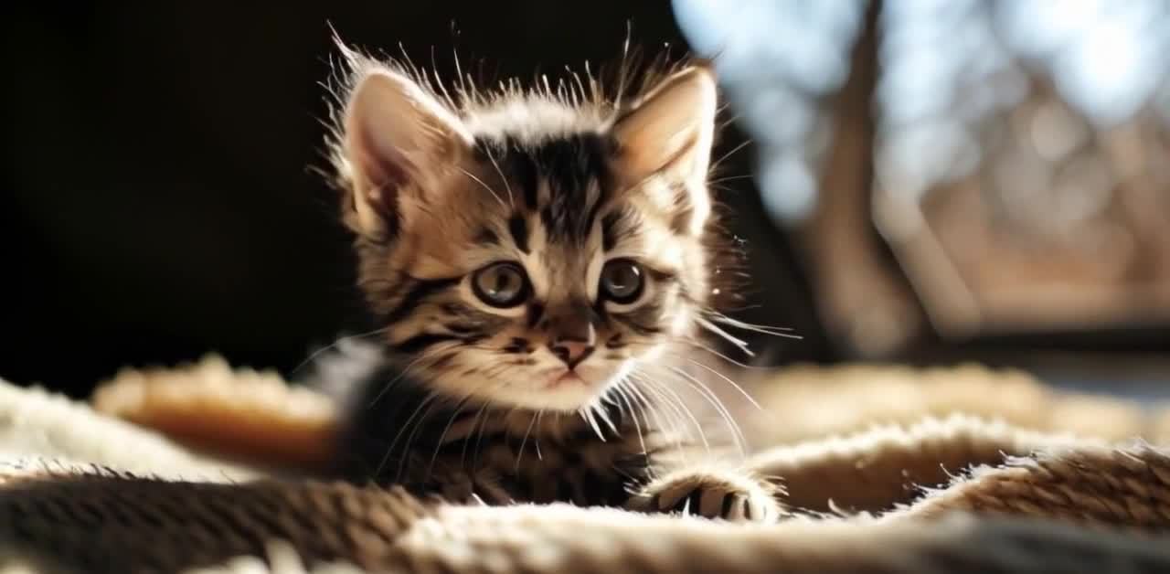 可爱小猫咪在阳光下放松休憩