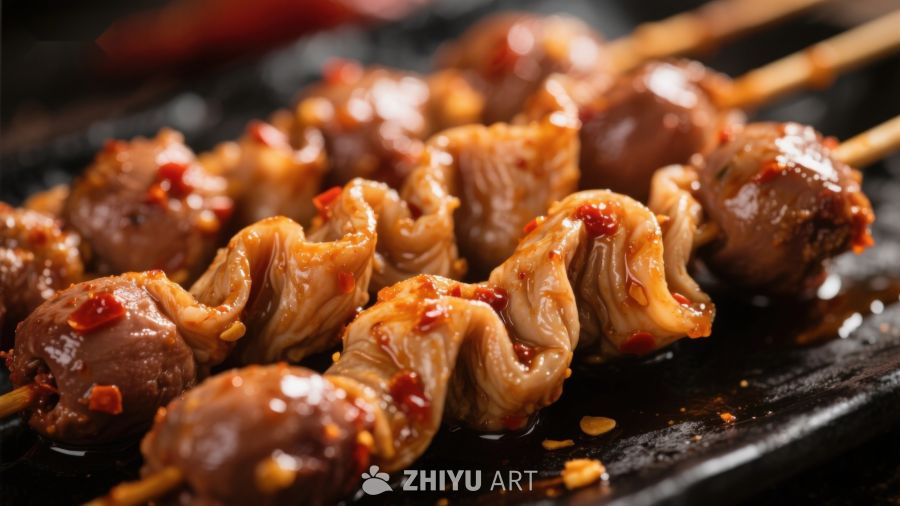 香辣串烧美食，诱人味蕾