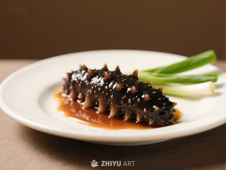 海参配葱段，酱汁点缀 158
