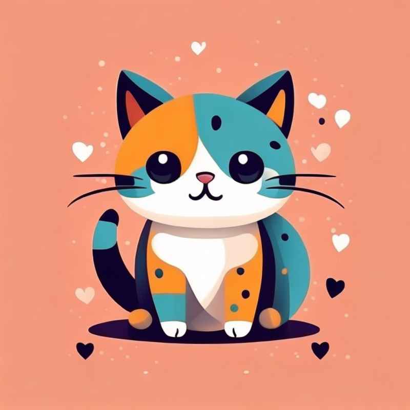 小花猫唯美插画 87
