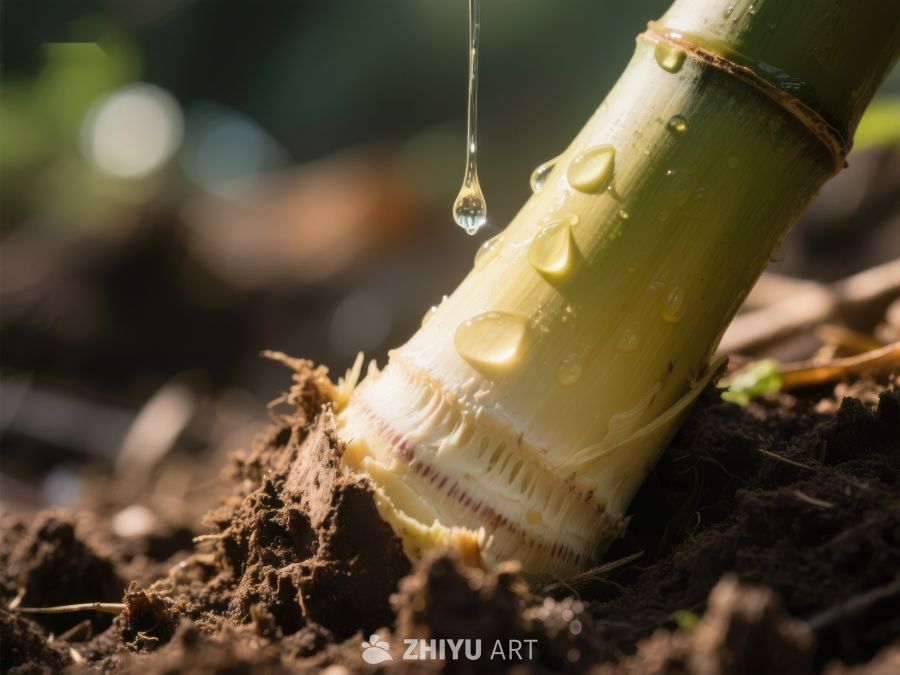竹笋破土而出，水滴轻落其上 693