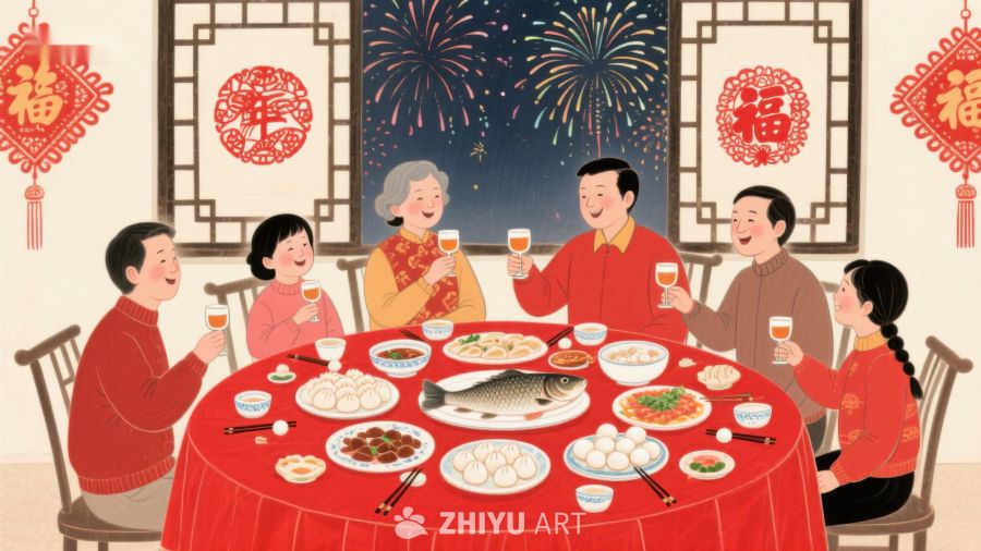 家庭围坐共庆团圆夜 576