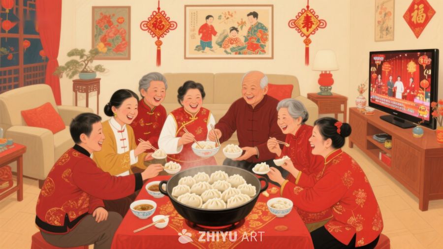 家庭围坐共度春节温馨时刻 60