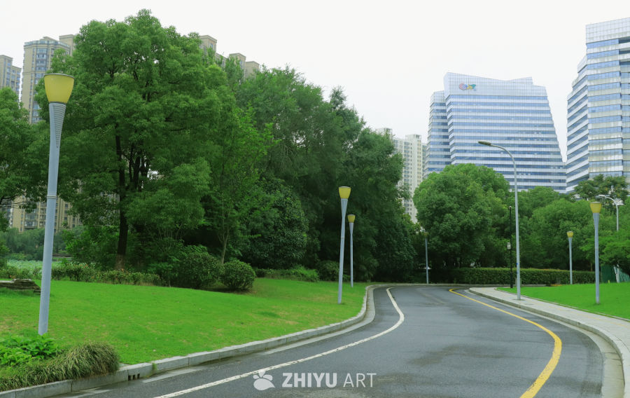 夏日里的公园健身步道