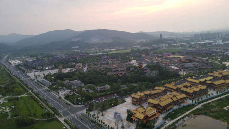  航拍湖北襄阳中国唐朝影视基地