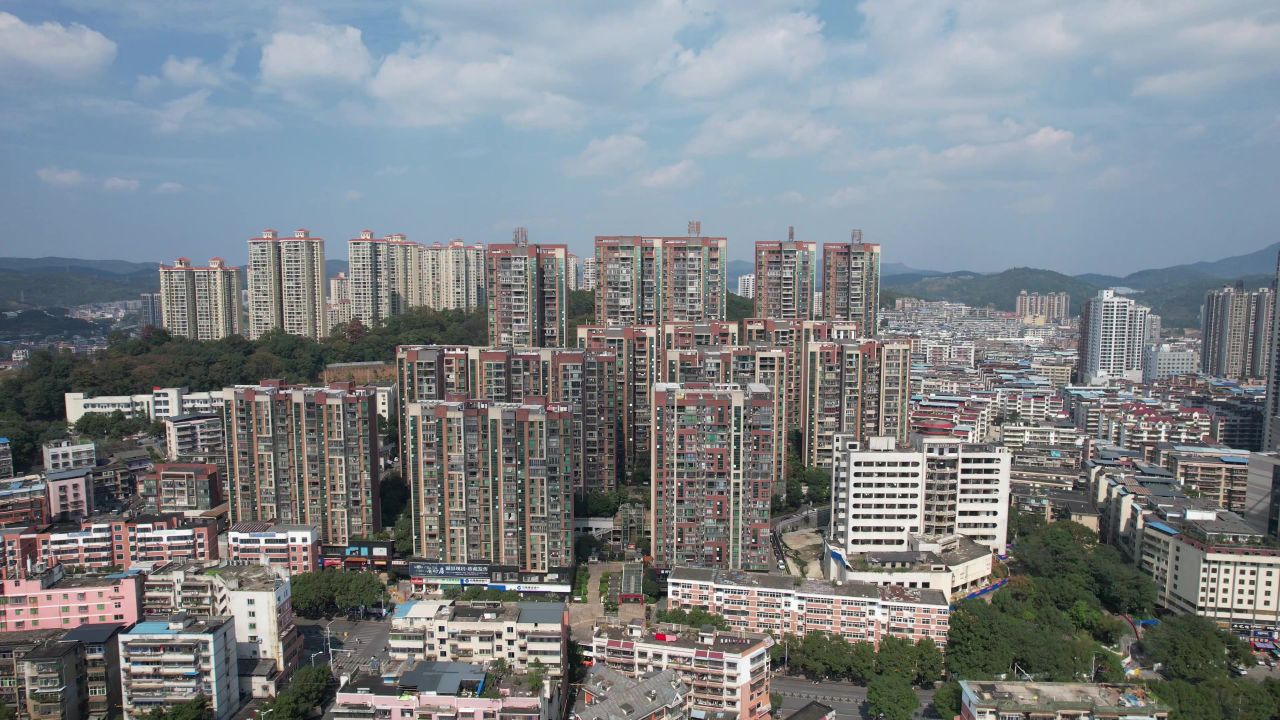 湖南郴州城市风光城市建设航拍