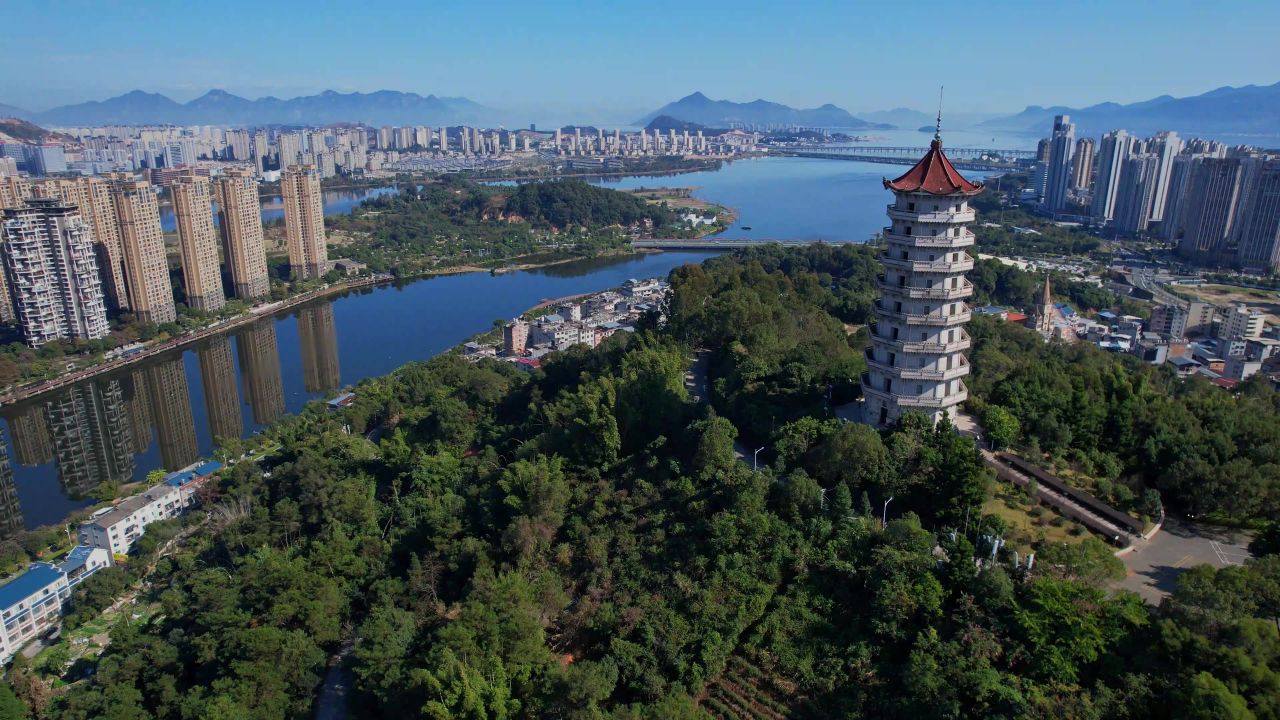 航拍宁德塔山公园景观