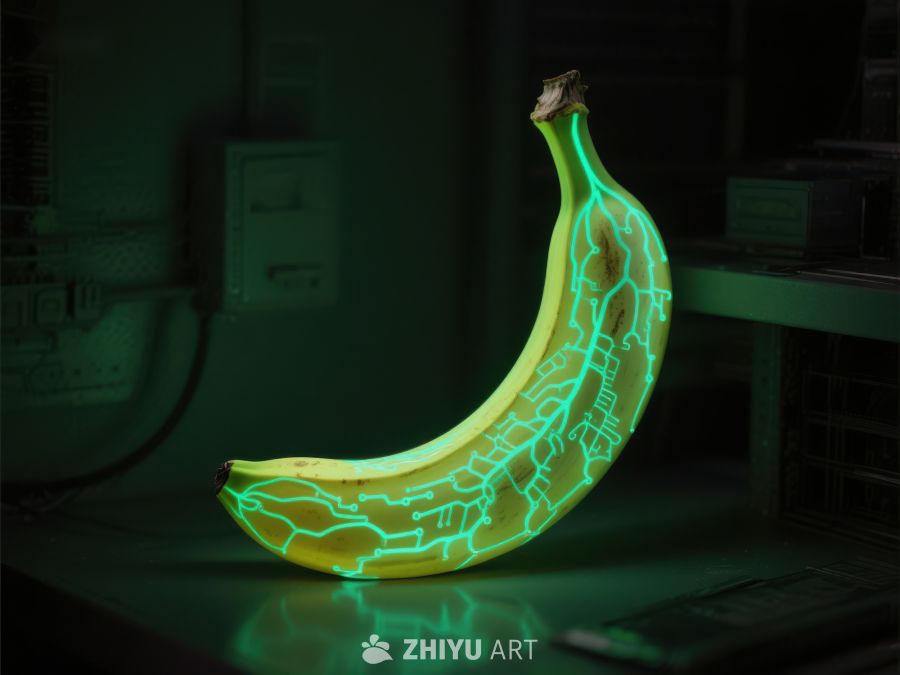 发光电路香蕉的科技艺术展示 236