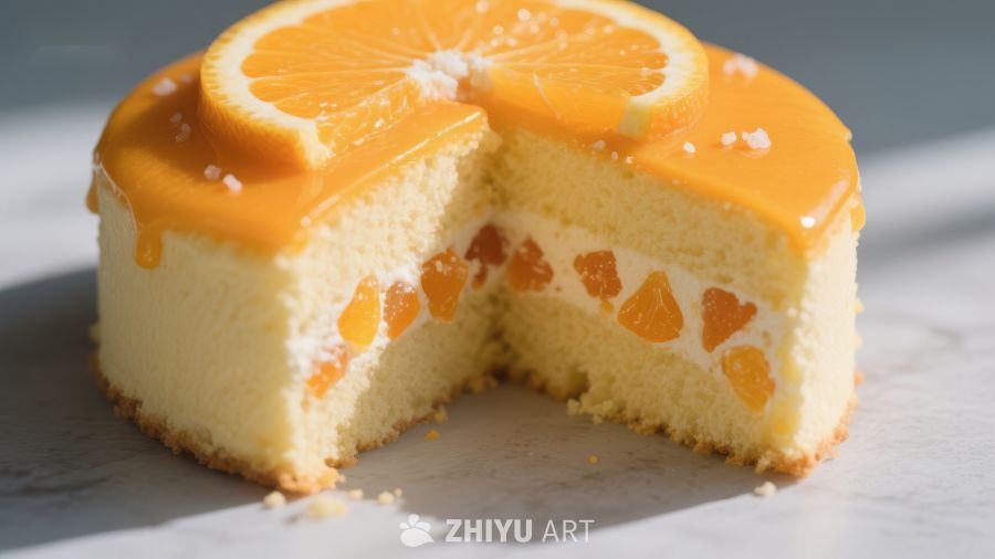 橙香奶油蛋糕，清新美味