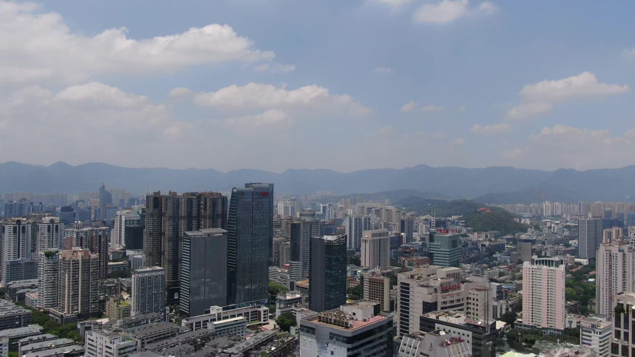 福建福州城市全景天际线航拍