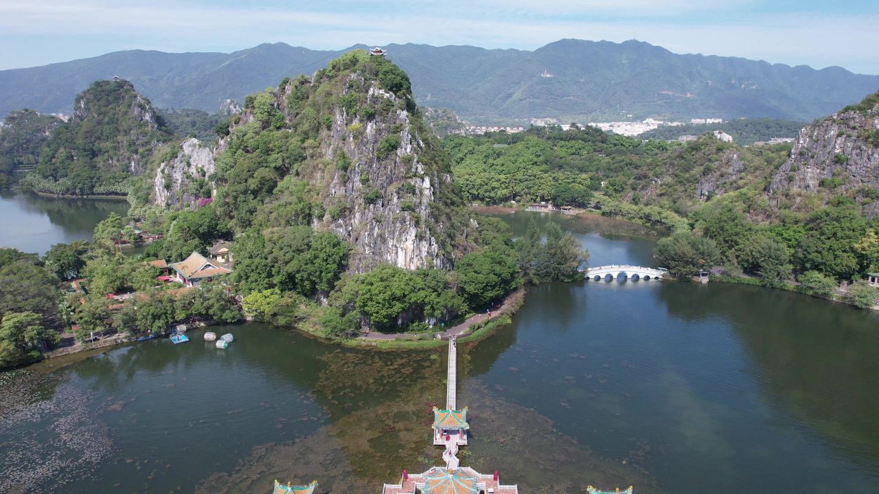 广东肇庆城市风光旅游景区航拍 