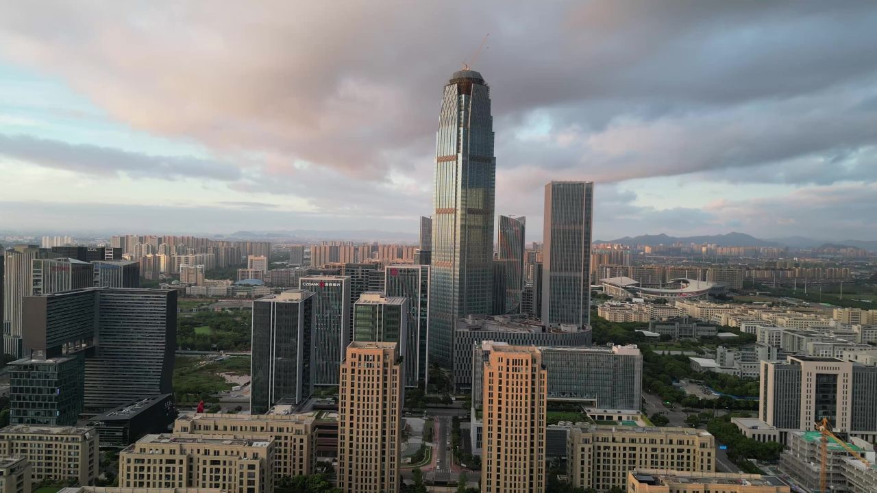 航拍台州天盛中心金融中心
