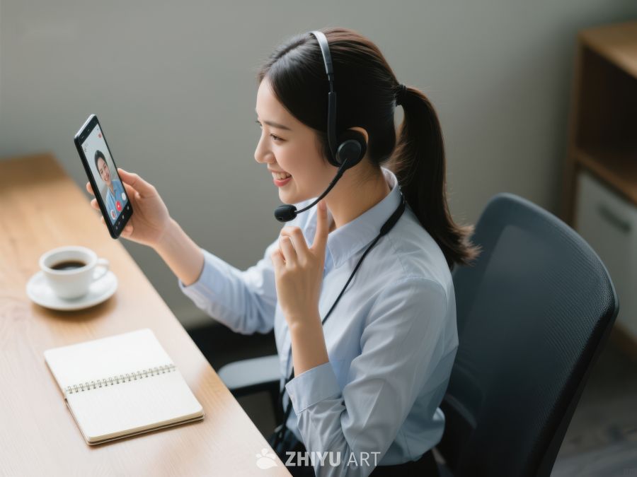 客服人员进行视频通话 195