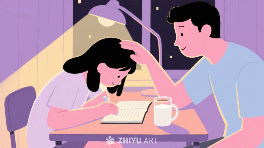 温馨夜读：父女共度学习时光 481