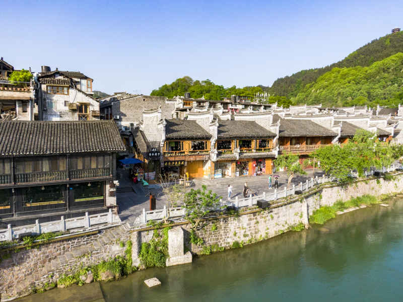 湖南湘西凤凰古城航拍