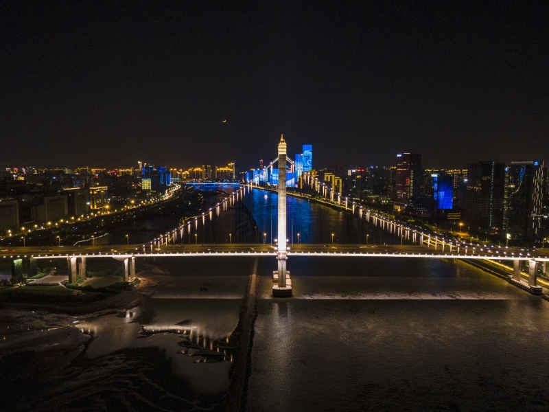 福建福州鼓山大桥夜景航拍摄影图 