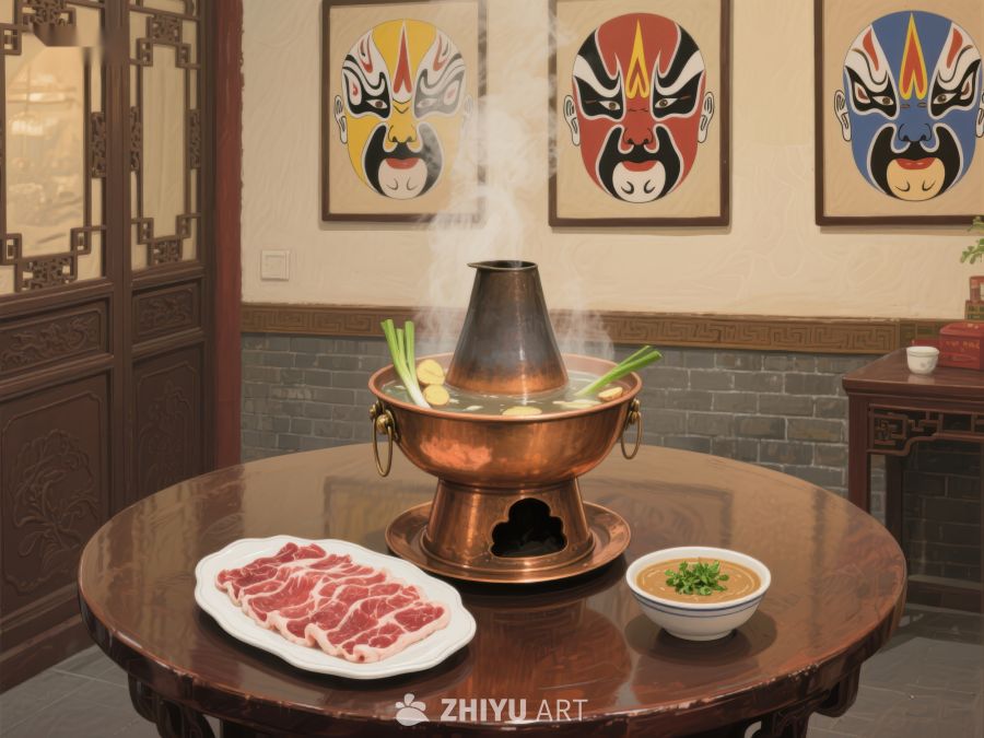 铜锅涮肉，热气腾腾的传统美食 735