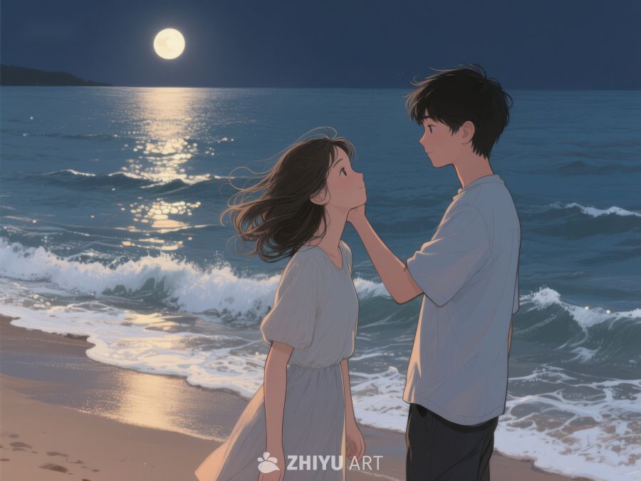 月光下的海边情侣 1105
