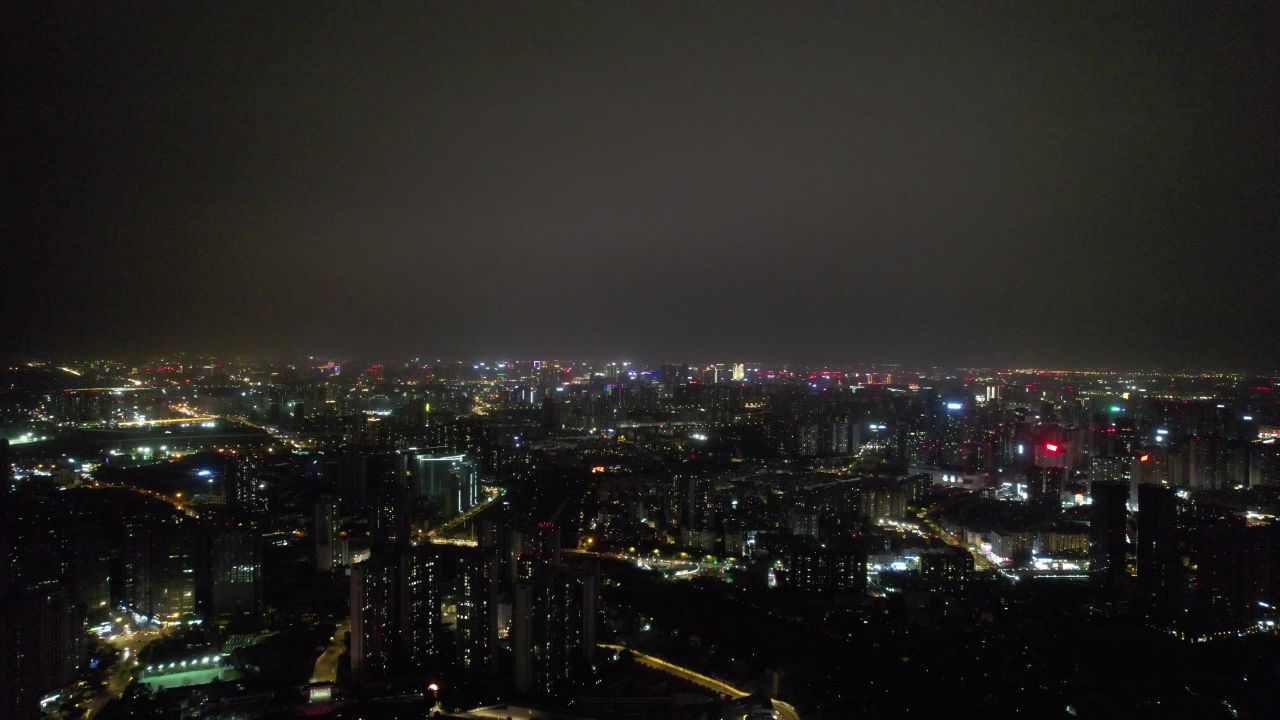 四川成都夜景大景航拍