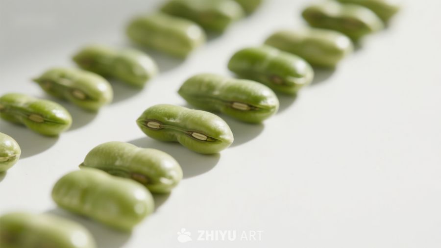 整齐排列的绿色蚕豆
