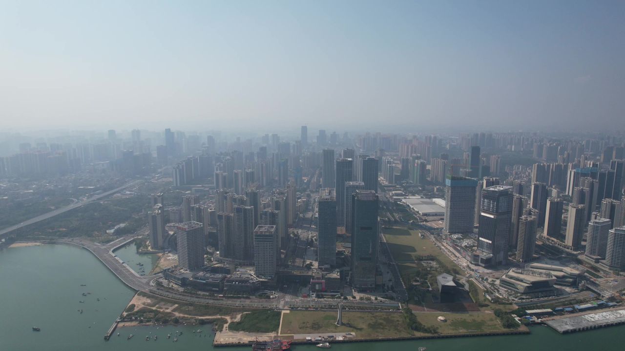 广东湛江城市风光地标建筑航拍 