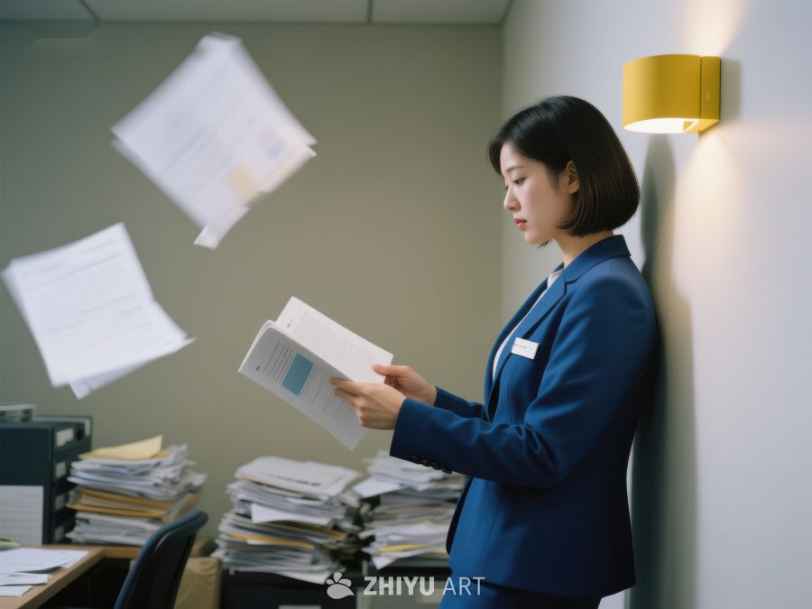 职场女性专注阅读文件 449