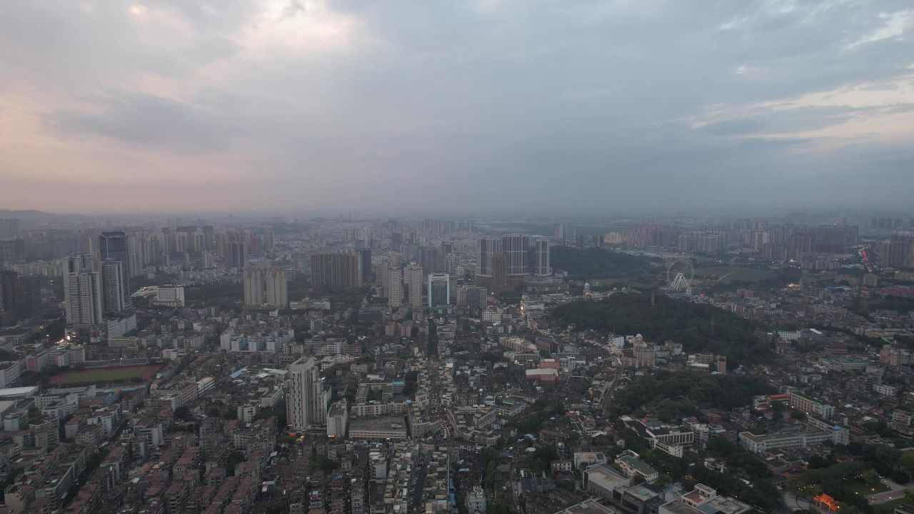 广东中山城市风光航拍 