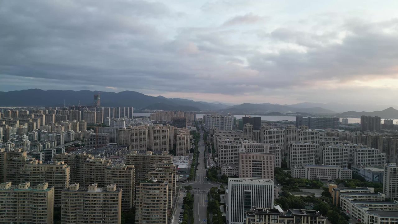 航拍浙江台州城市建设台州风光 