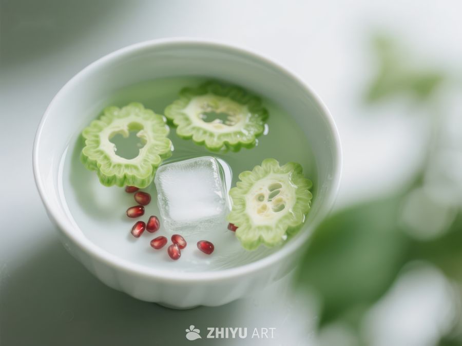 苦瓜片与冰块的清新茶饮 139
