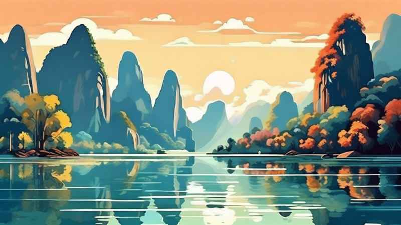 插画风格 桂林山水 15